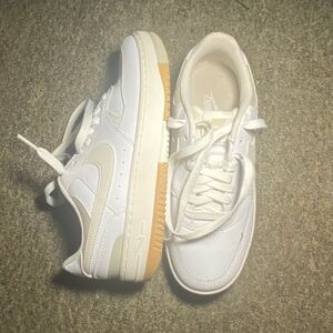 Nike White and Tan Sneakers
